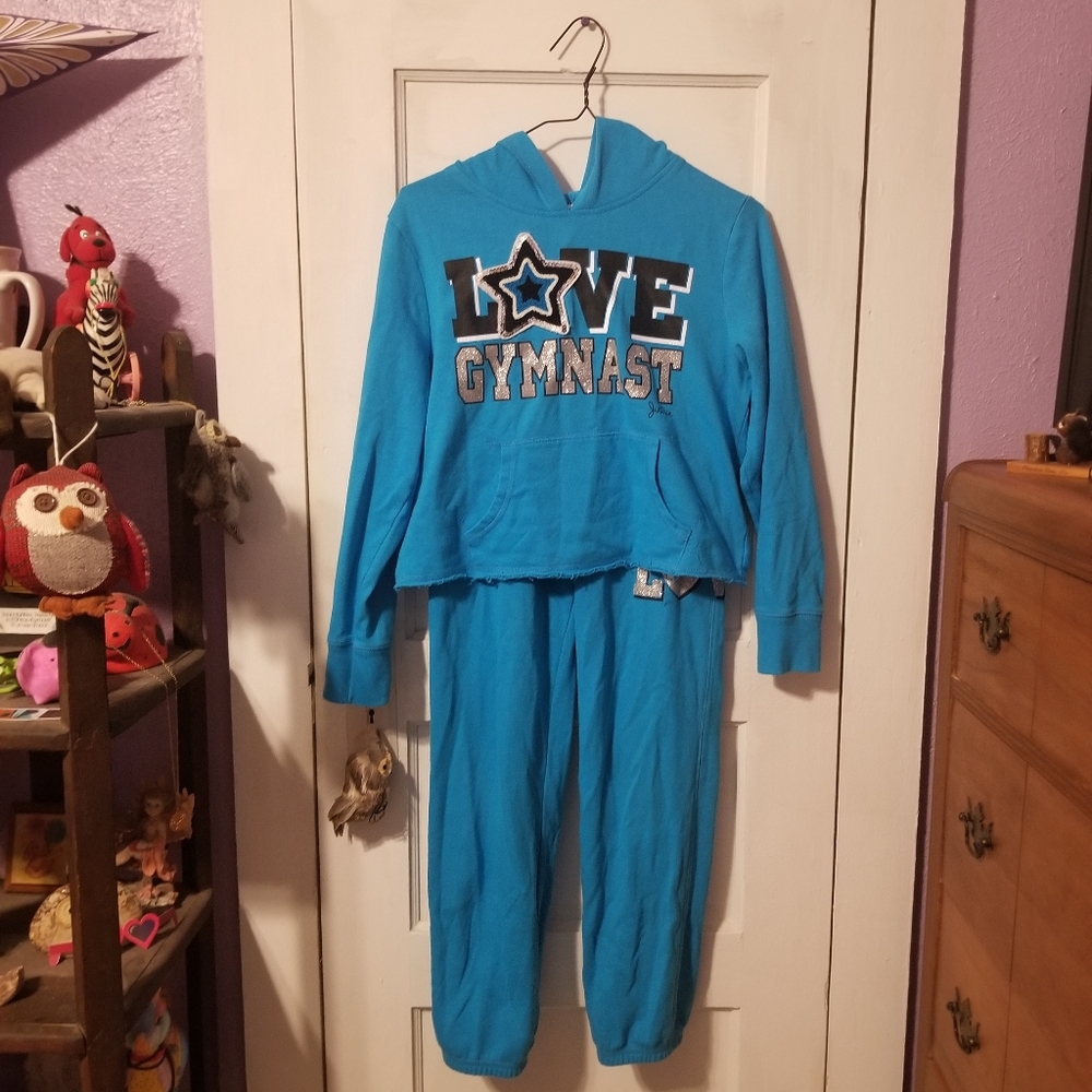 Justice Girls Blue Hoodie & Elastic Sweatpants